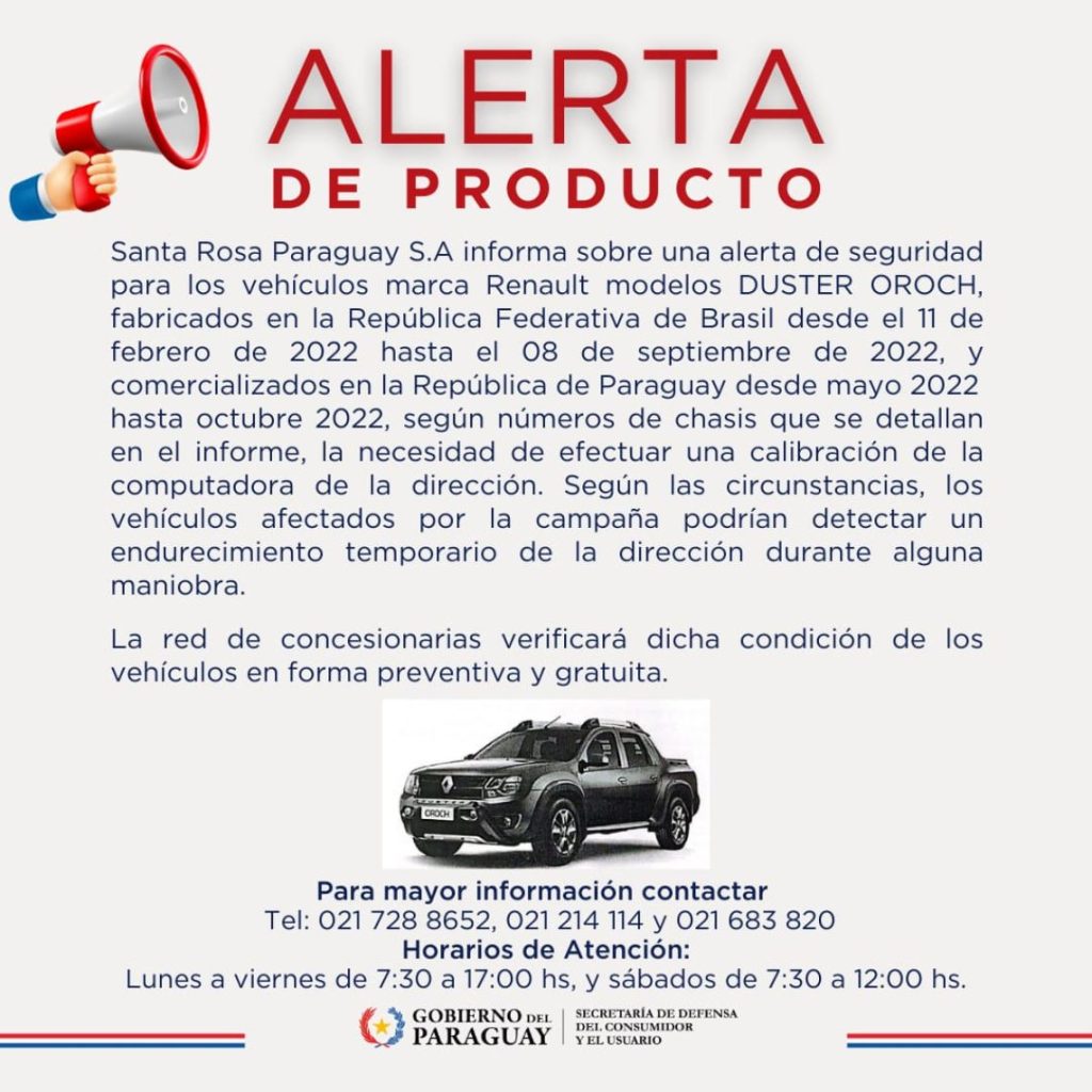 Alerta de Producto GRUPO SANTA ROSA
