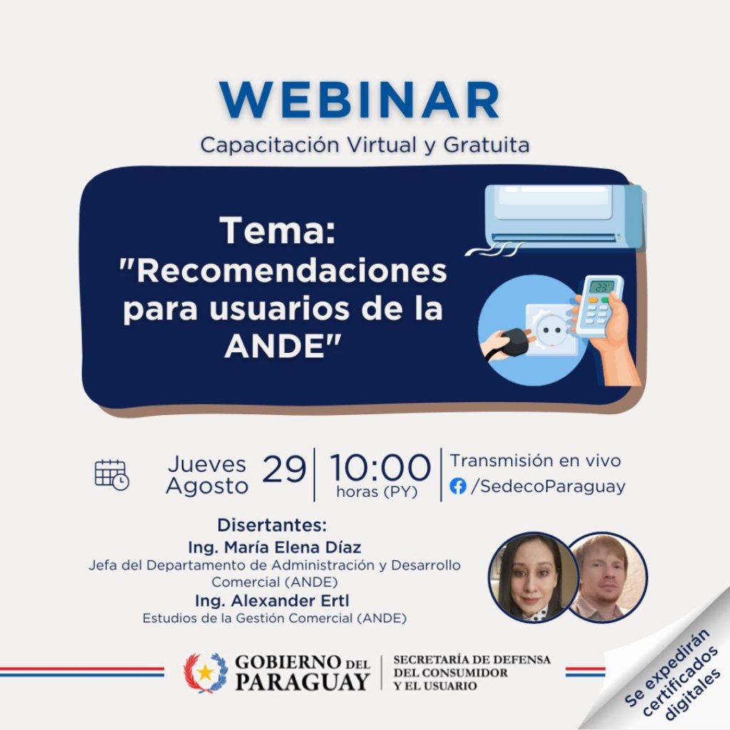 Recomendaciones para usuarios de la ANDE