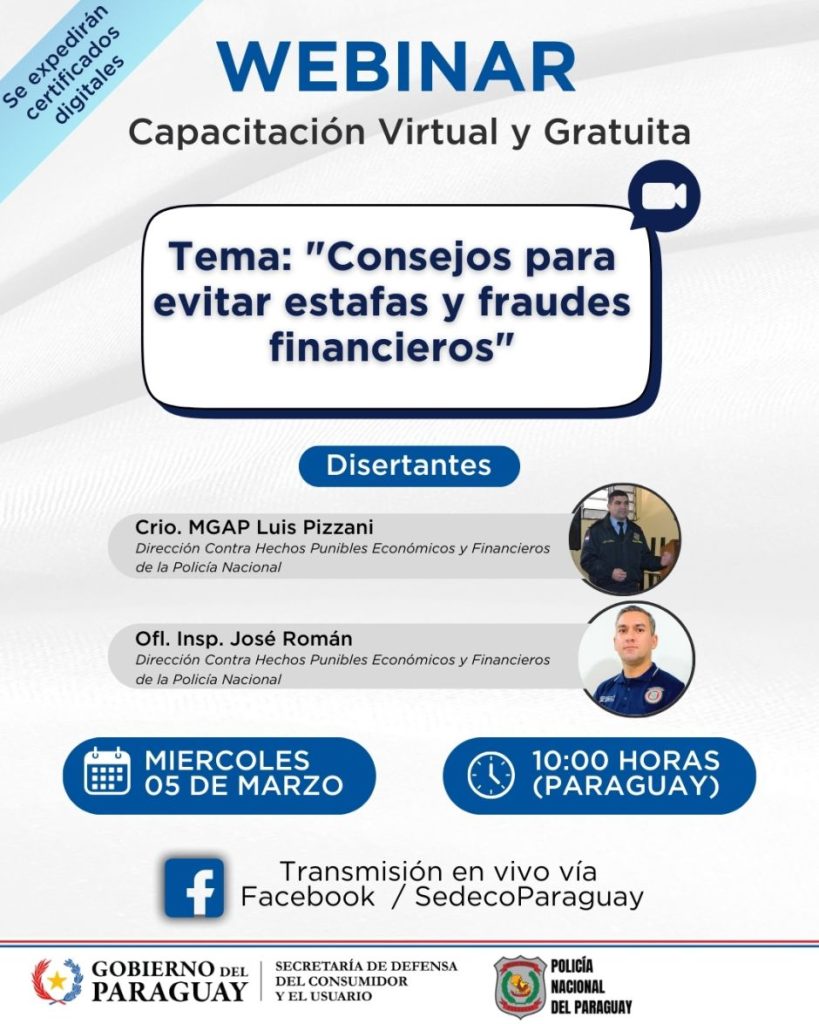 SEDECO invita al Webinar “Consejos para evitar estafas y fraudes financieros”