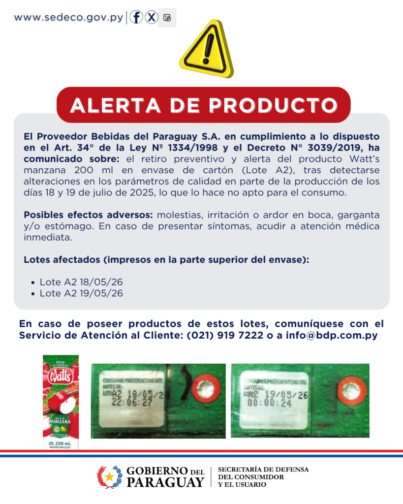 ALERTA DE PRODUCTO